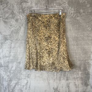Talbots Pure Silk Leopard Skirt 12 Mob Wife Aesthetic Velvet Y2K Chic